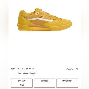 Vans Ave 2.0 Men's Sneakers - Gold Men’s size 8.5
